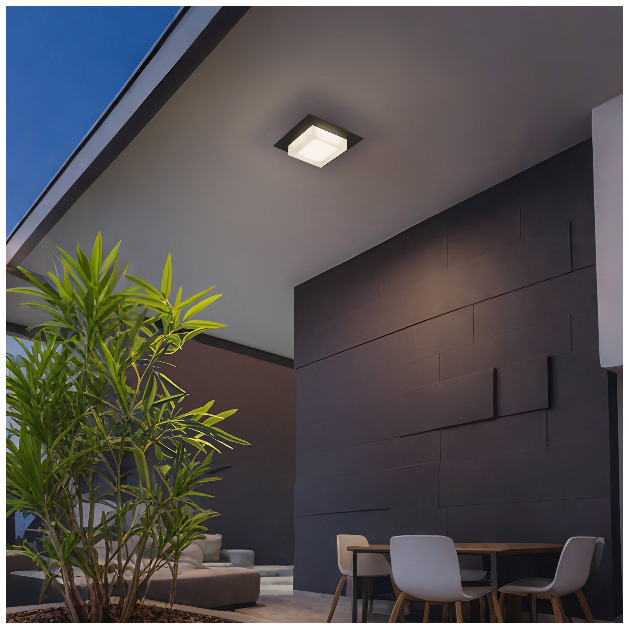 Alteck Foursquare 8" Wide Sand Black LED Flush Mount