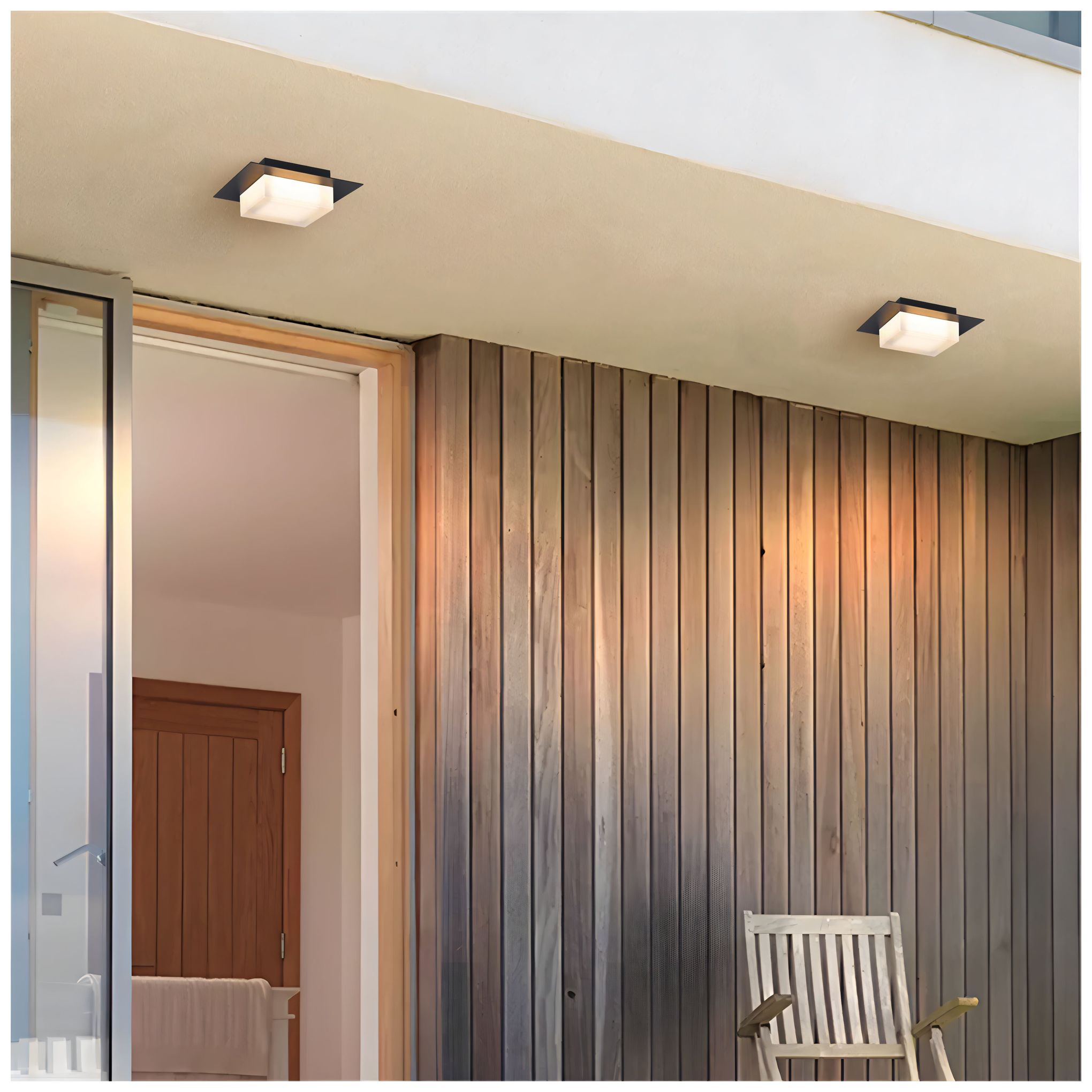 Alteck Foursquare 8" Wide Sand Black LED Flush Mount