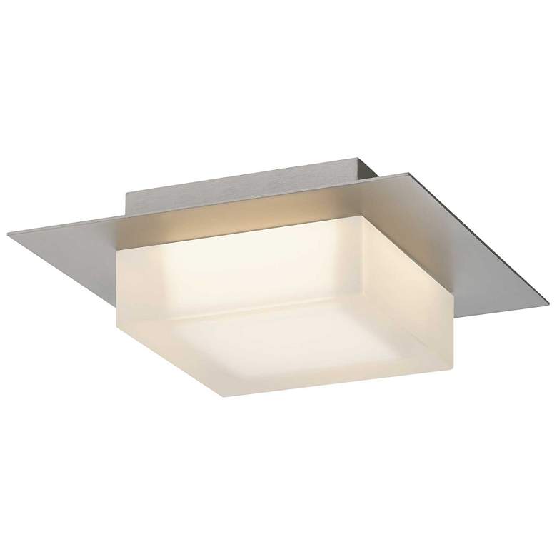 Image 1 Alteck Foursquare 8" Wide Brushed Stainless Steel LED Flush Mount