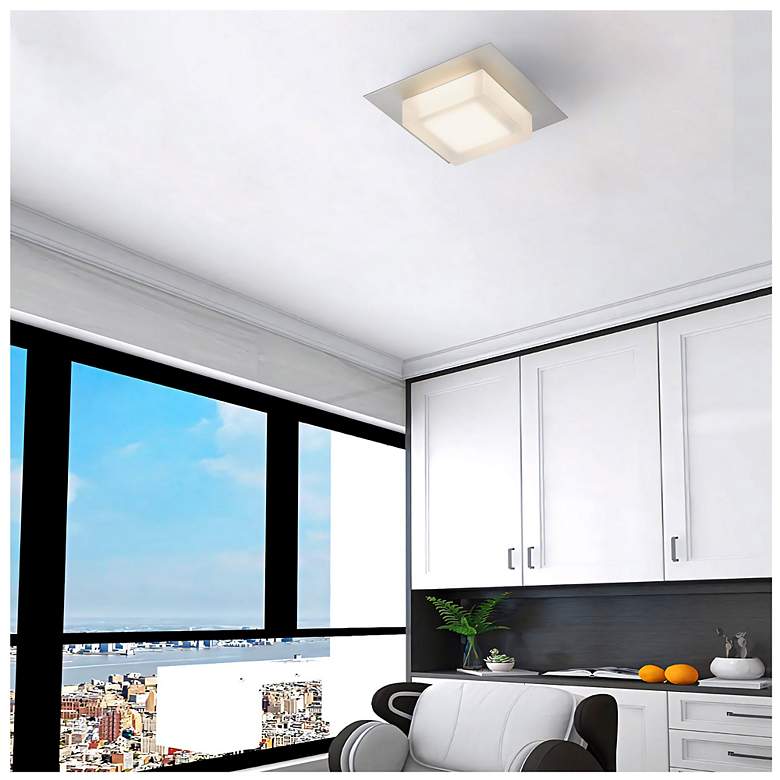 Image 6 Alteck Foursquare 8" Wide Brushed Stainless Steel LED Flush Mount more views