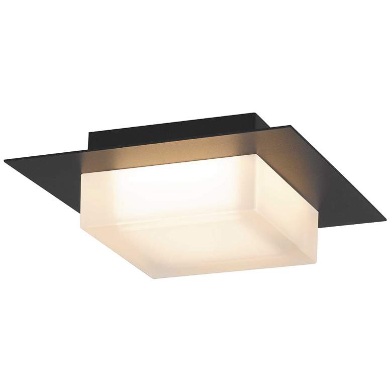 Image 1 Alteck Foursquare 8" Wide Sand Black LED Flush Mount