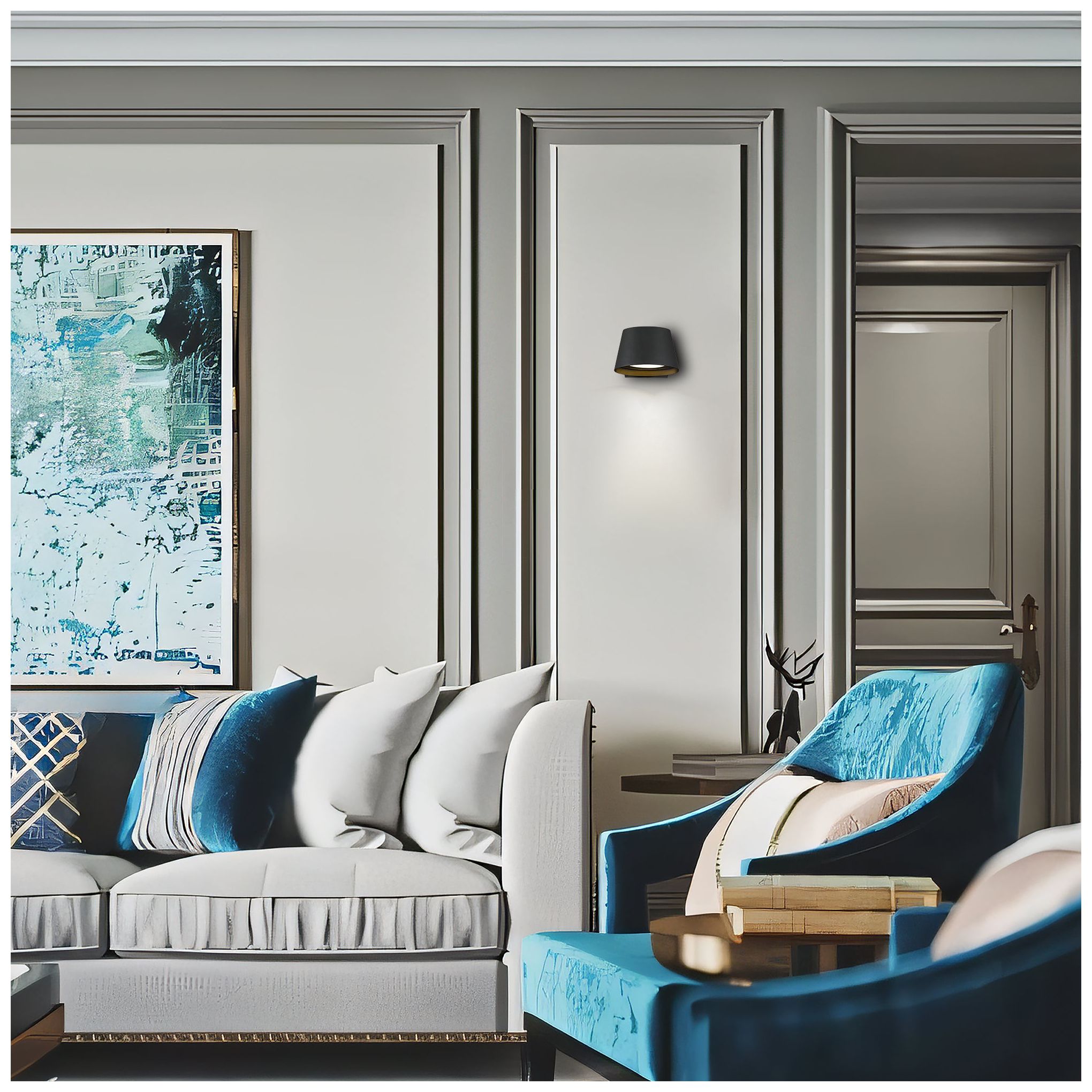 Alteck Grace 6 1/2" Wide Sand Black LED Wall Sconce