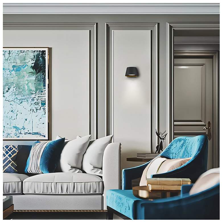 Image 7 Alteck Grace 6 1/2" Wide Sand Black LED Wall Sconce more views