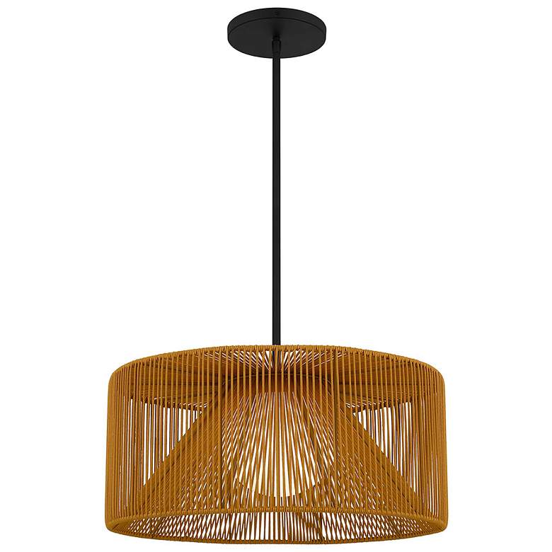 Image 1 Alteck Key West 22" Sand Black/Rattan LED Pendant