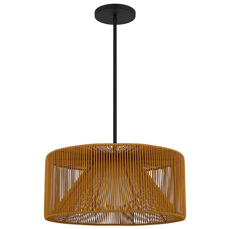 Image 2 Alteck Key West 22" Sand Black/Rattan LED Pendant more views