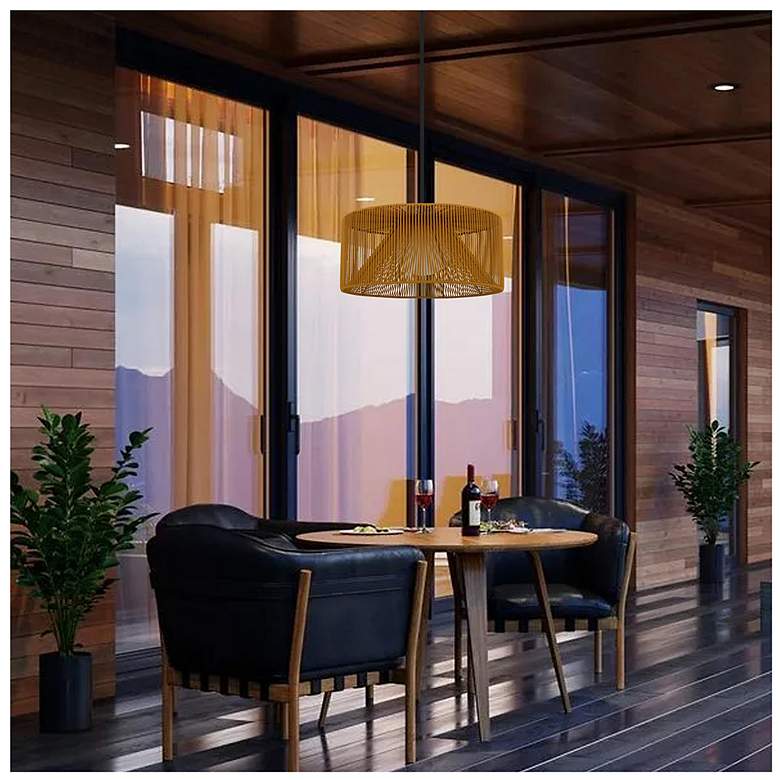 Image 6 Alteck Key West 22" Sand Black/Rattan LED Pendant more views