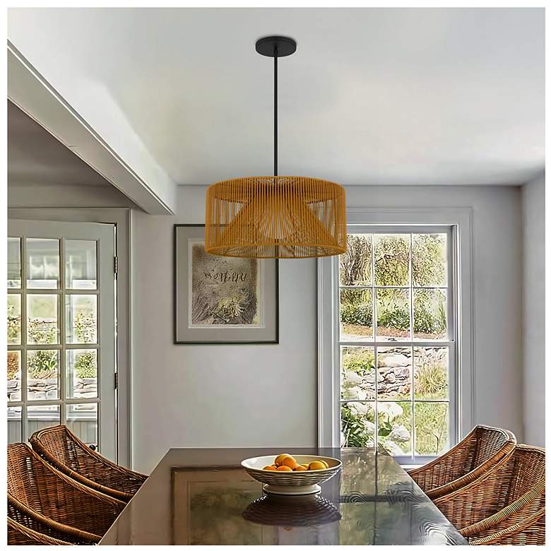 Image 7 Alteck Key West 22" Sand Black/Rattan LED Pendant more views