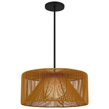 Alteck Key West 22" Wide Sand Black/Rattan LED Outdoor Hanging Light