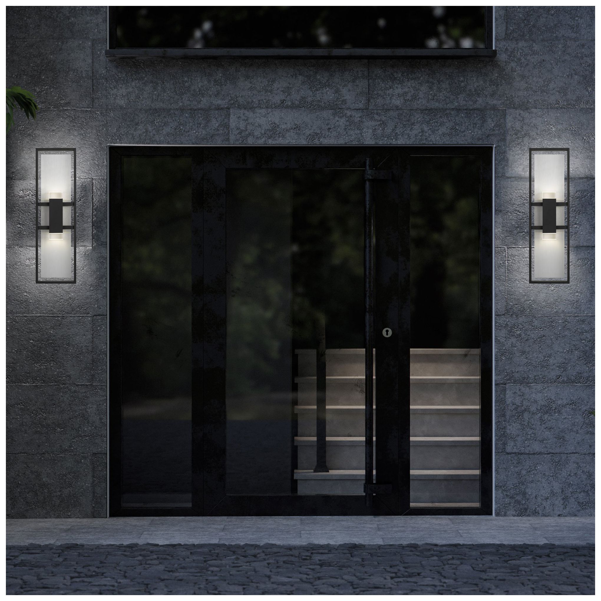 Alteck Mars 24" High Sand Black LED Wall Sconce