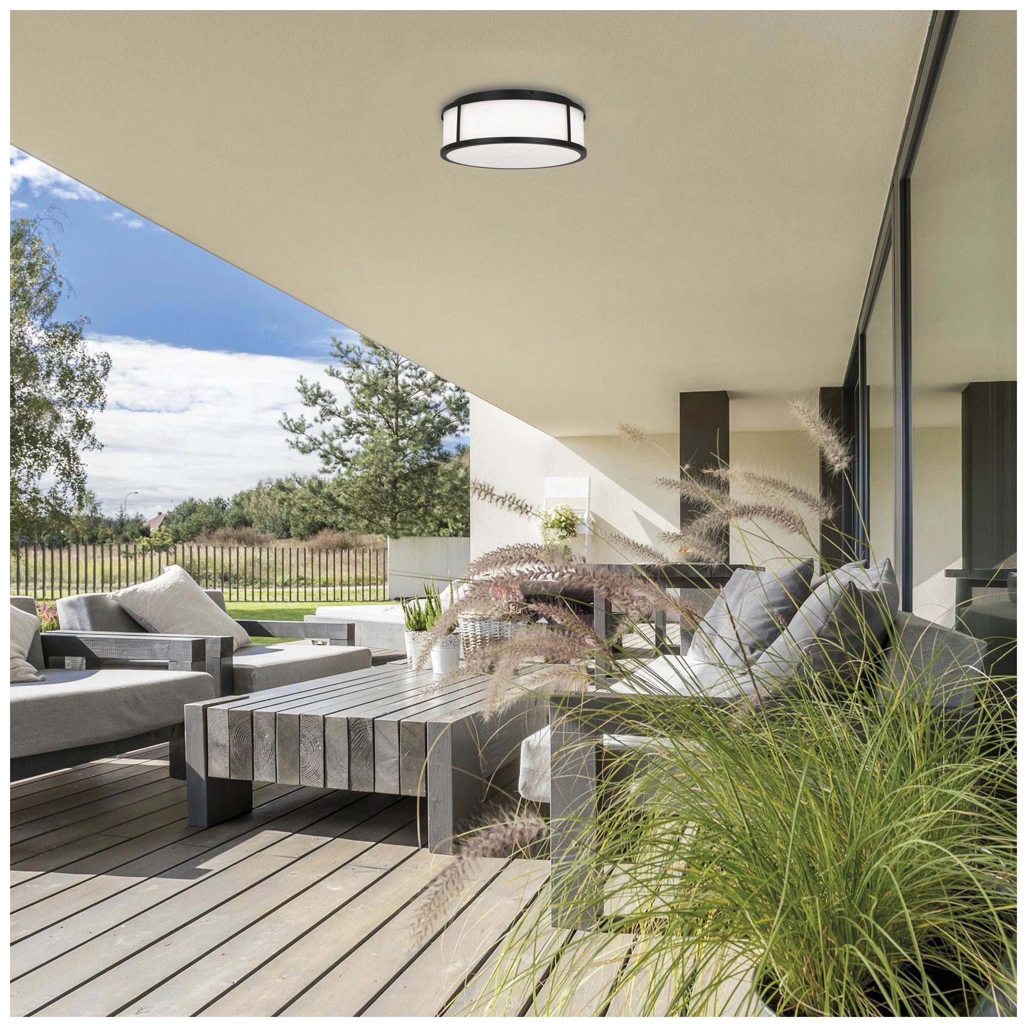 Image 6 Alteck Panel Round 14" Sand Black LED Flush Mount more views