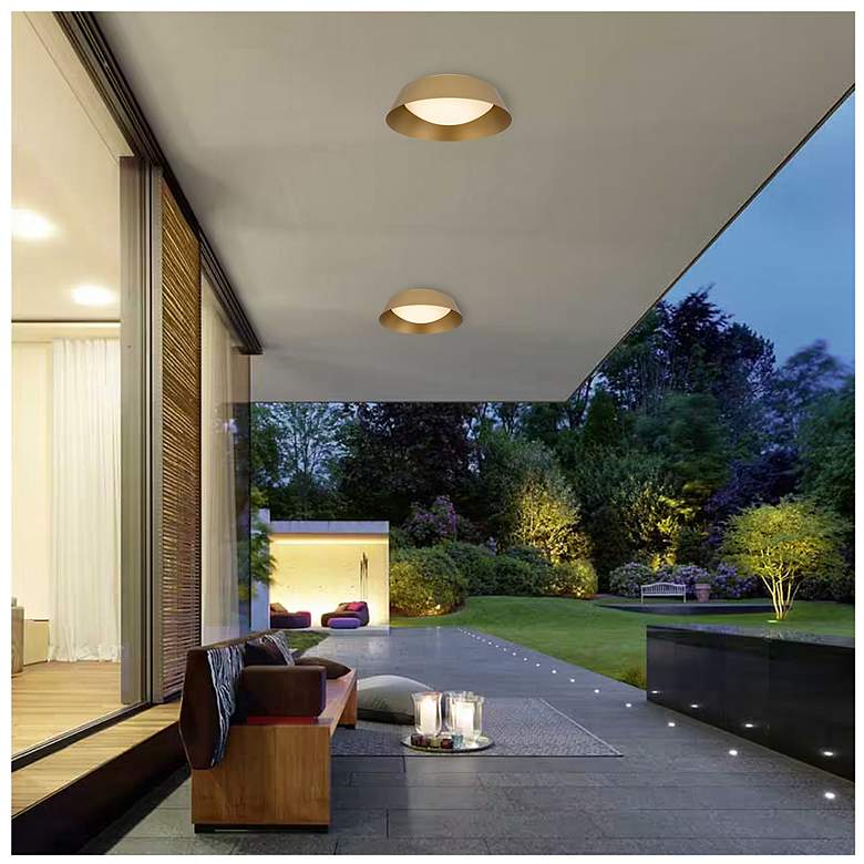 Image 6 Alteck Pez 15" Painted Brass LED Flush Mount more views