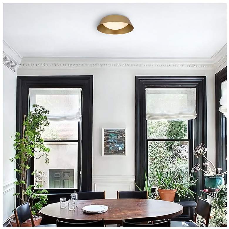 Image 7 Alteck Pez 15" Painted Brass LED Flush Mount more views