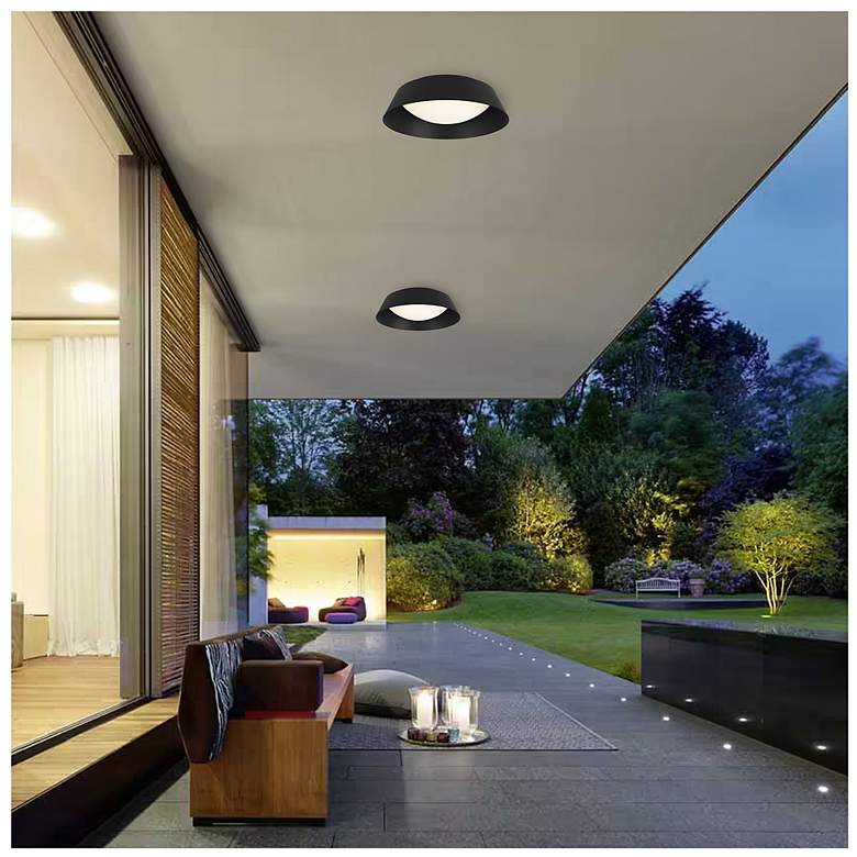 Image 6 Alteck Pez 15" Sand Black LED Flush Mount more views