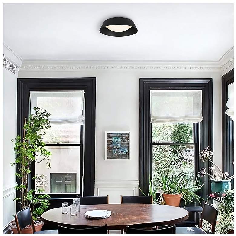 Image 7 Alteck Pez 15" Sand Black LED Flush Mount more views