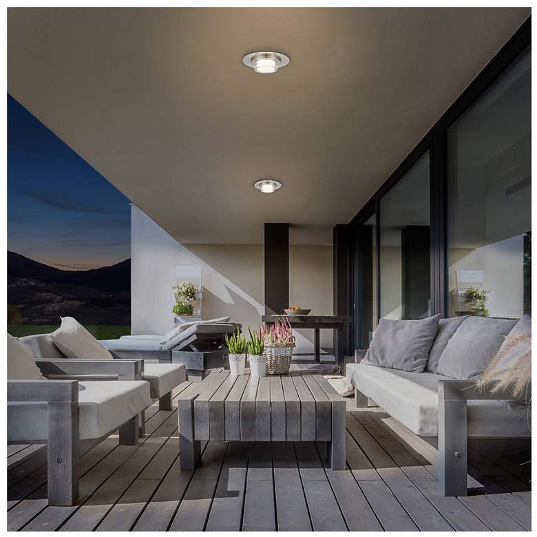 Image 6 Alteck Plate Round 12" Brushed Stainless Steel LED Flush Mount more views