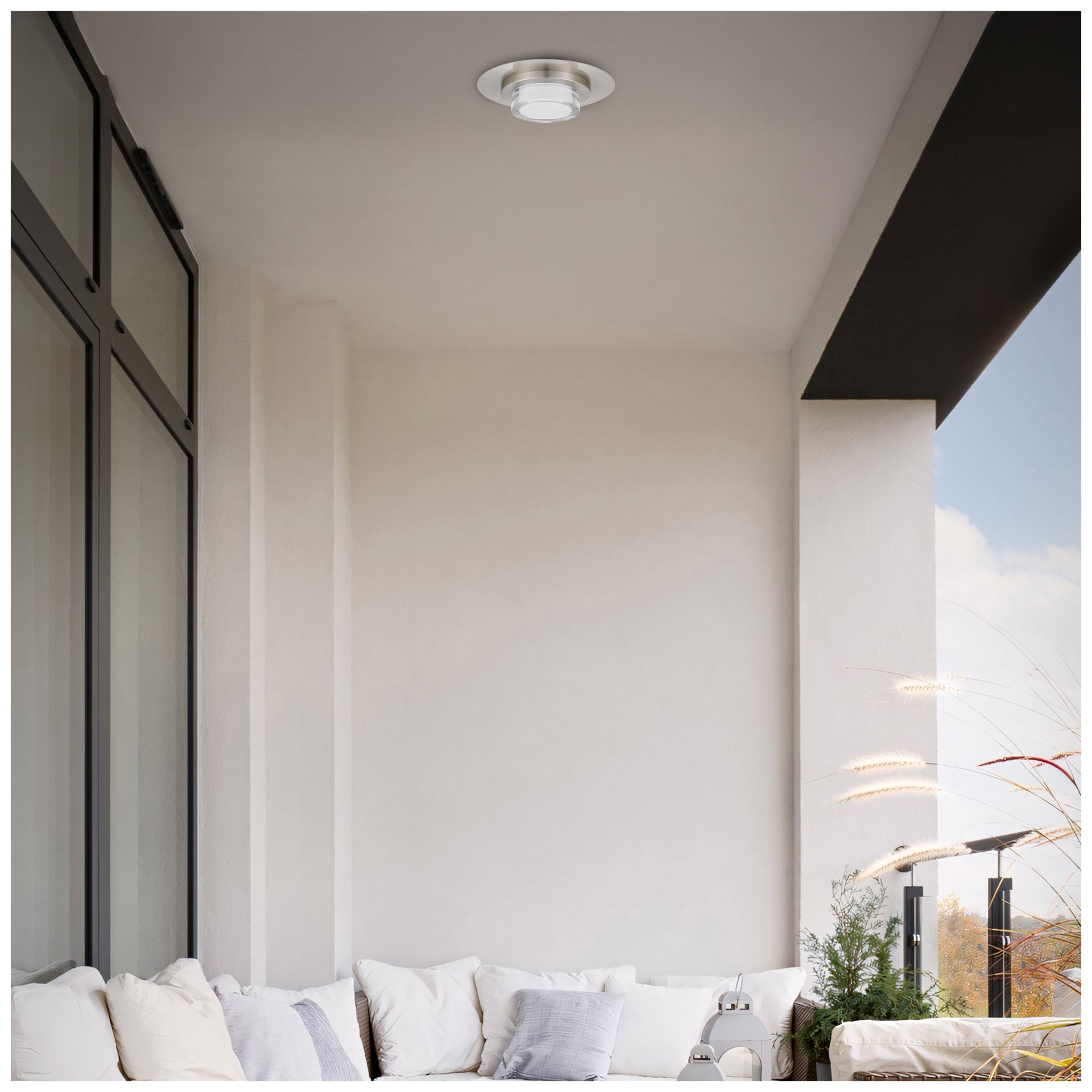 Alteck Plate Round 12" Brushed Stainless Steel LED Flush Mount