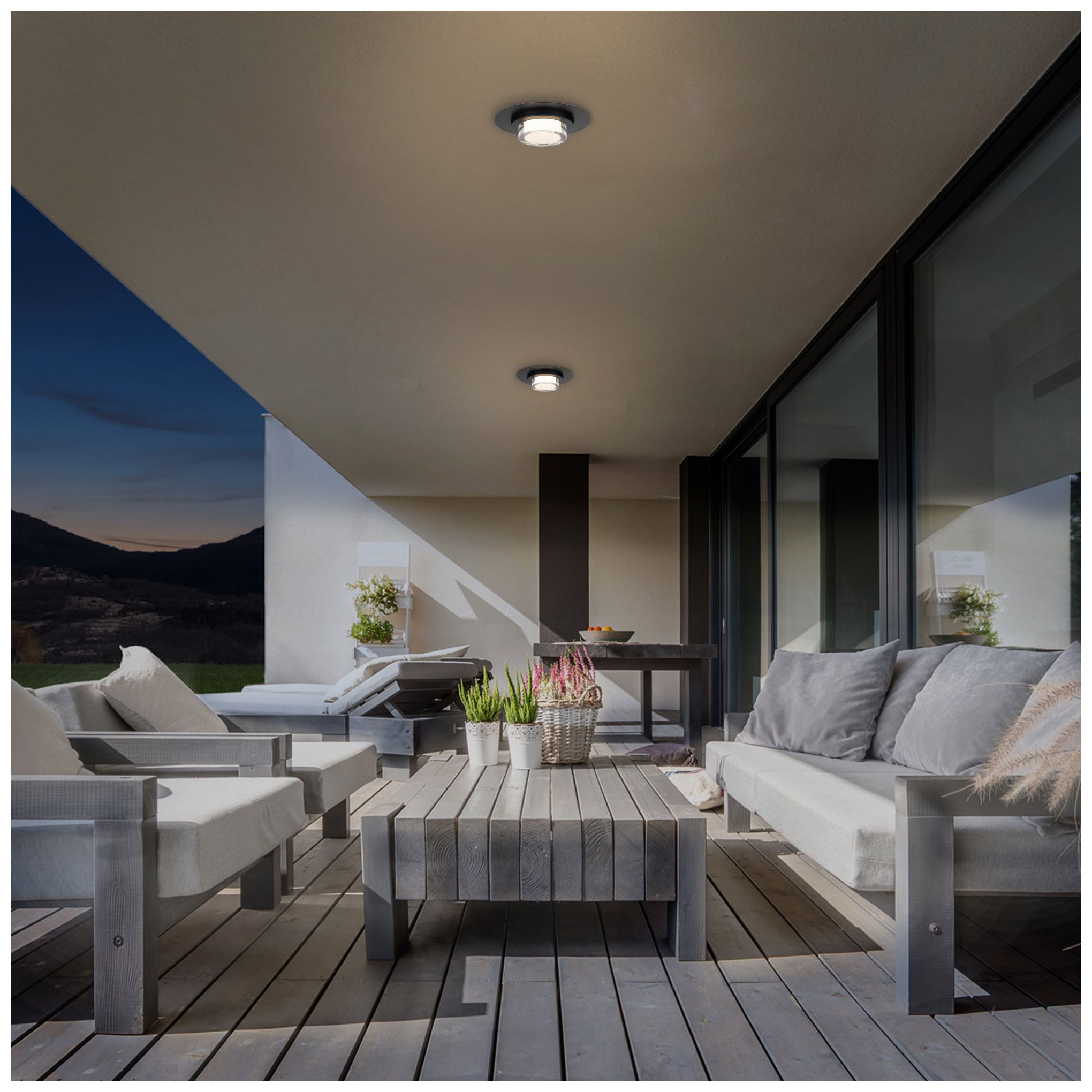 Alteck Plate Round 12" Sand Black LED Flush Mount