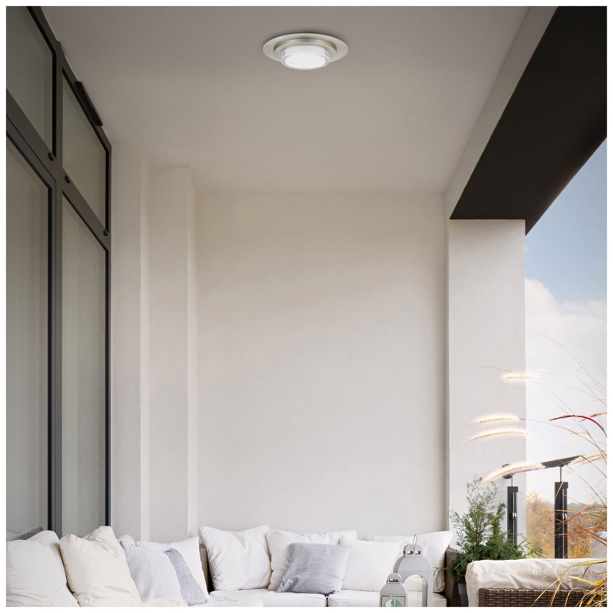 Alteck Plate Round 16" Brushed Stainless Steel LED Flush Mount