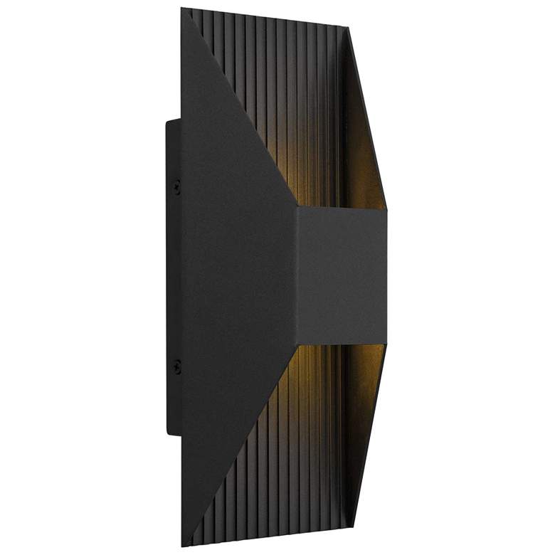 Image 1 Alteck Ribbed 12" High Sand Black LED Wall Sconce