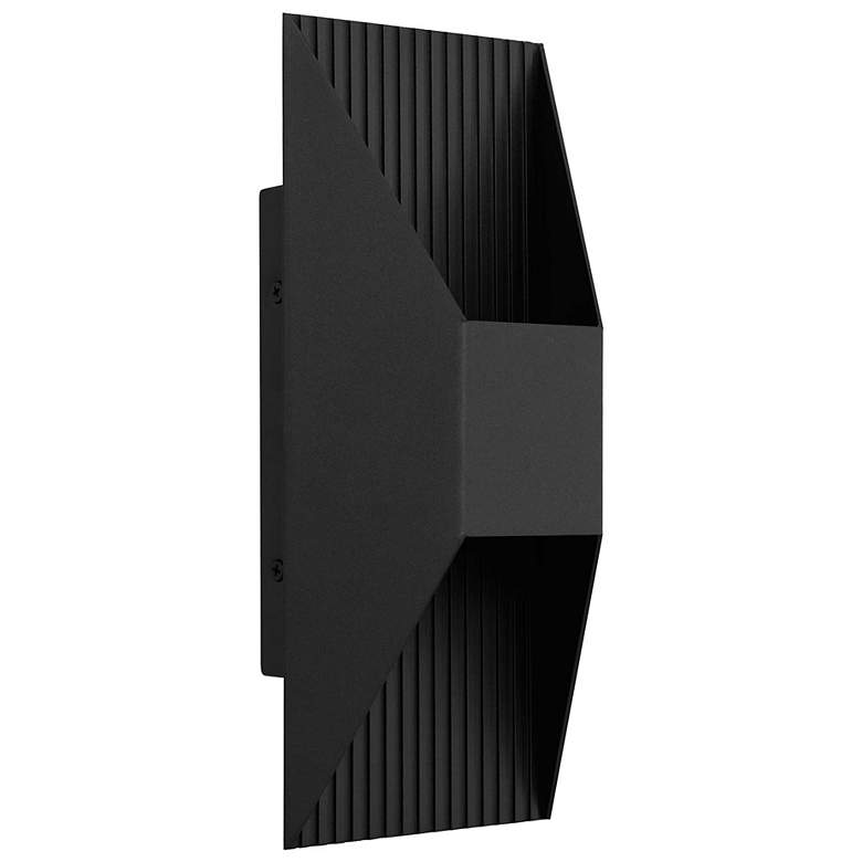 Image 2 Alteck Ribbed 12" High Sand Black LED Wall Sconce more views