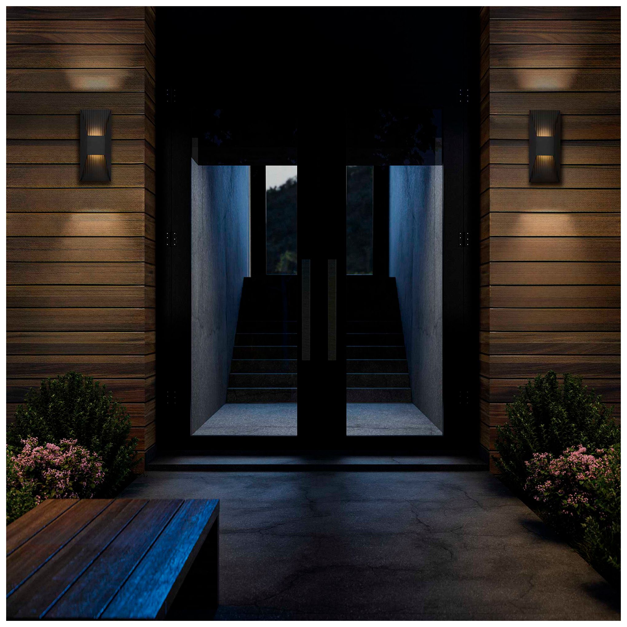 Image 6 Alteck Ribbed 12" High Sand Black LED Wall Sconce more views