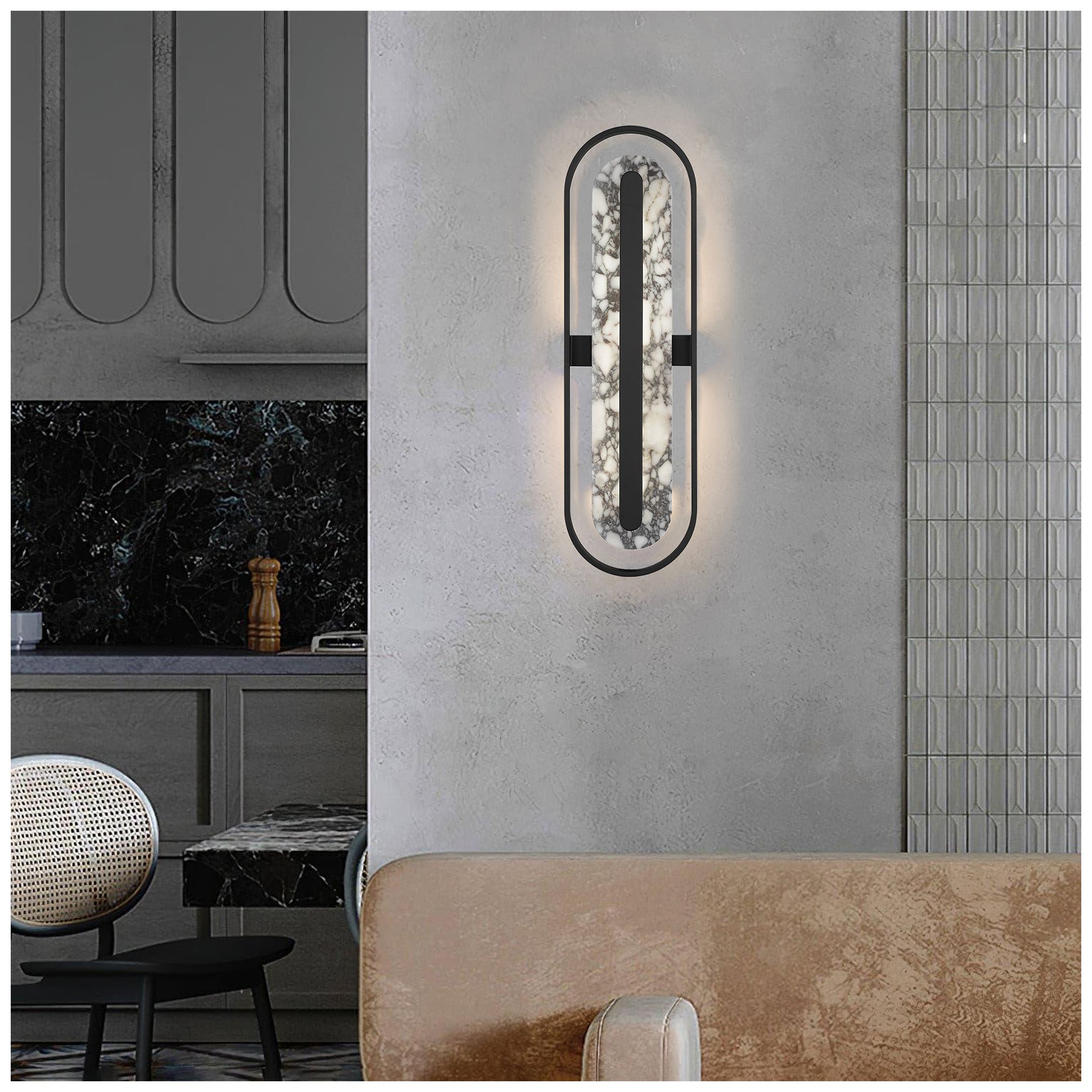 Alteck Roundabout 34" High Sand Black LED Wall Sconce