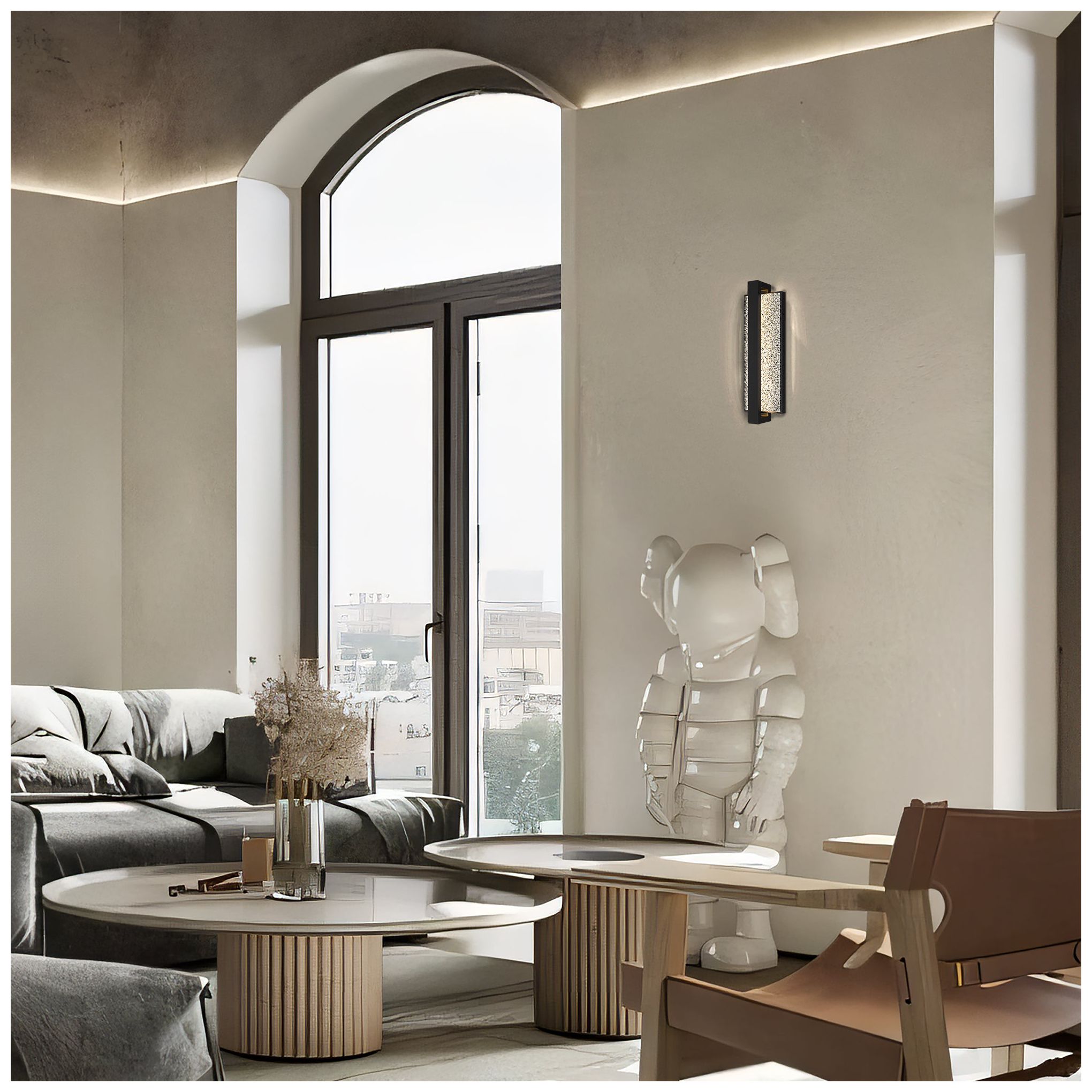 Alteck Seafoam 19" Sand Black/Silver Aluminum Bubble LED Wall Sconce