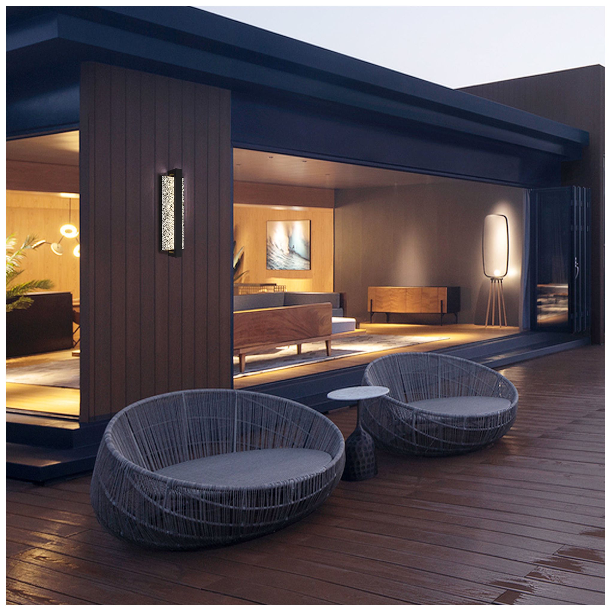 Alteck Seafoam 19" Sand Black/Silver Aluminum Bubble LED Wall Sconce