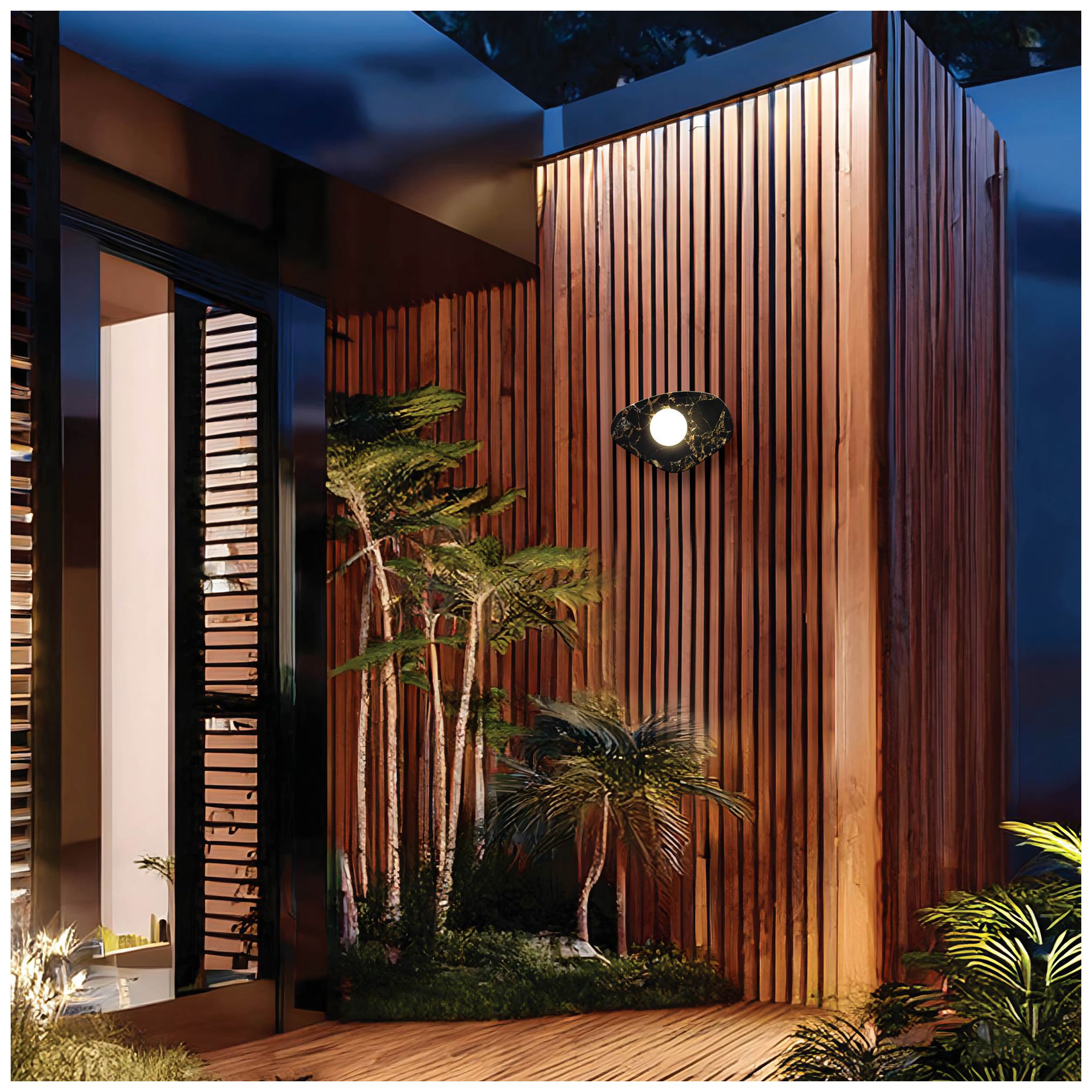 Alteck Tenere 12" Wide Black/Gold Marble LED Wall Sconce