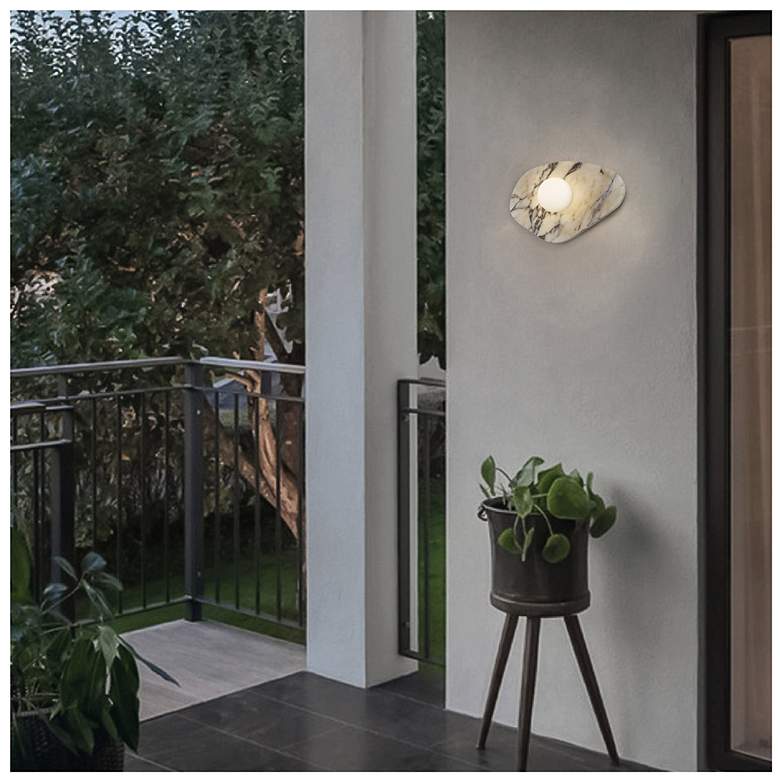Image 6 Alteck Tenere 12" Wide White/Black Marble LED Wall Sconce more views