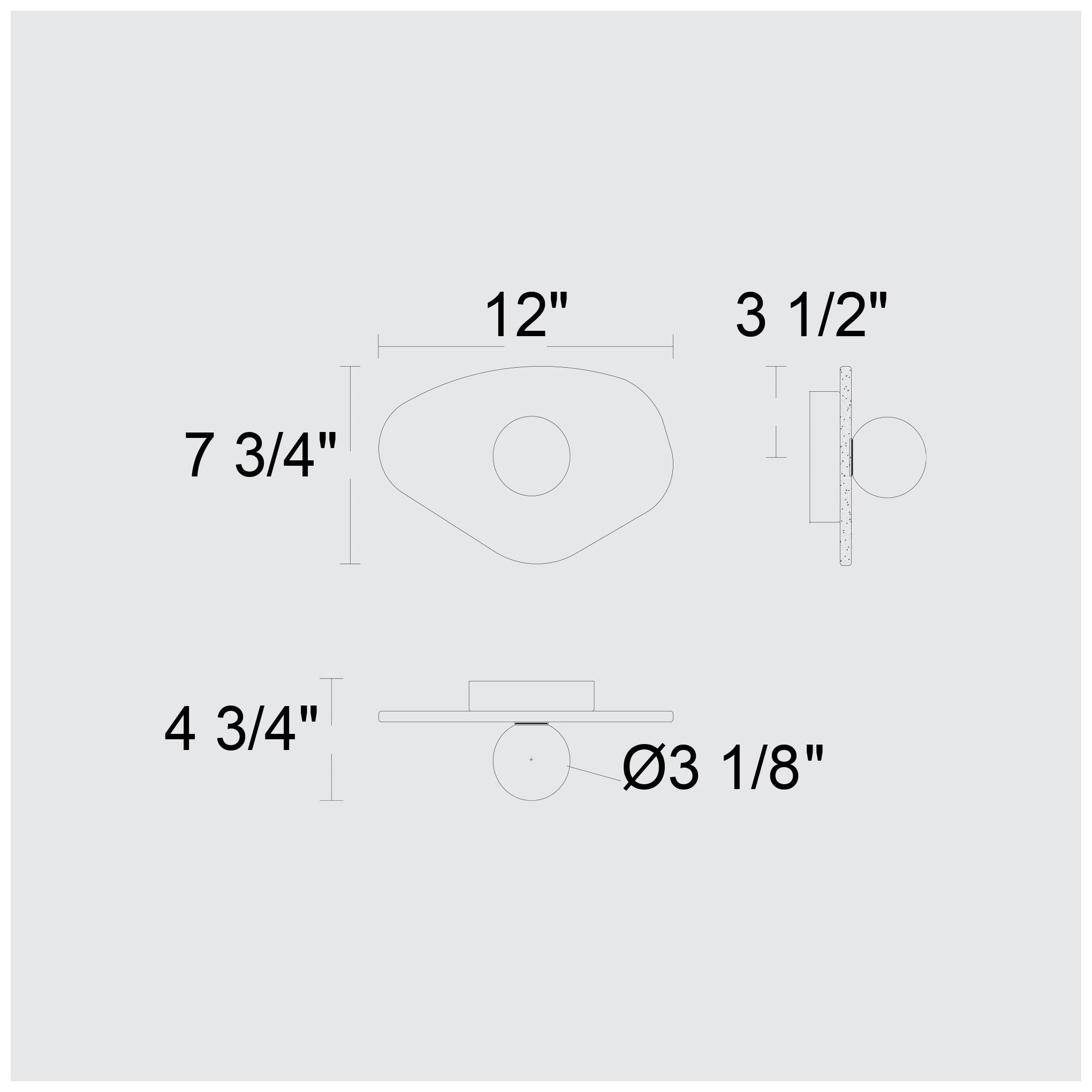 Alteck Tenere 12" Wide White/Black Marble LED Wall Sconce