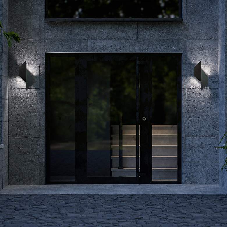 Image 6 Alternate 18"H x 8"W 2-Light Outdoor Wall Light in Black more views