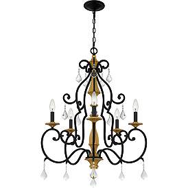 Image5 of Althea 26"W Matte Black and Gold 5-Light Chandelier more views