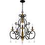 5_Althea 26"W Matte Black and Gold 5-Light Chandelier more views