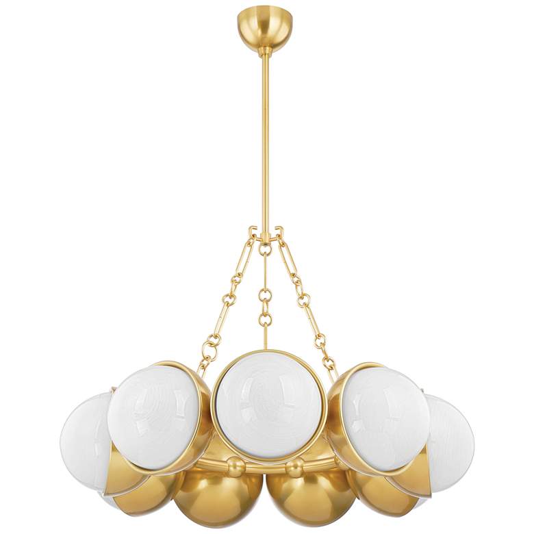 Image 1 Althea 34 1/4"W Vintage Polished Brass 9-Light Chandelier