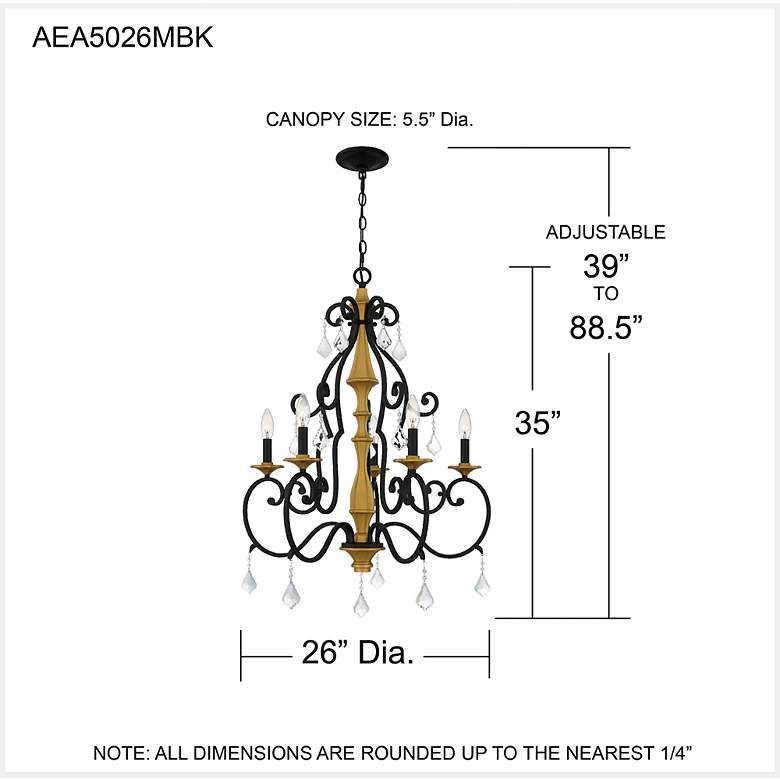 Image 7 Althea 5-Light Matte Black Chandelier more views