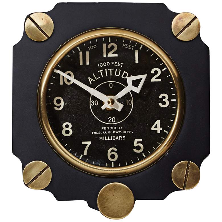 Image 1 Altimeter 7 1/2"H Black World War II Aircraft Wall Clock