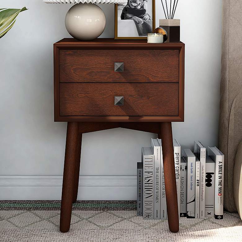 Image 1 Alto 15 3/4" Wide Espresso Wood 2-Drawer Side Table