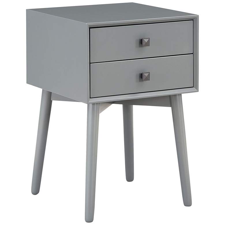 Image 2 Alto 15 3/4 inch Wide Gray Wood 2-Drawer Side Table