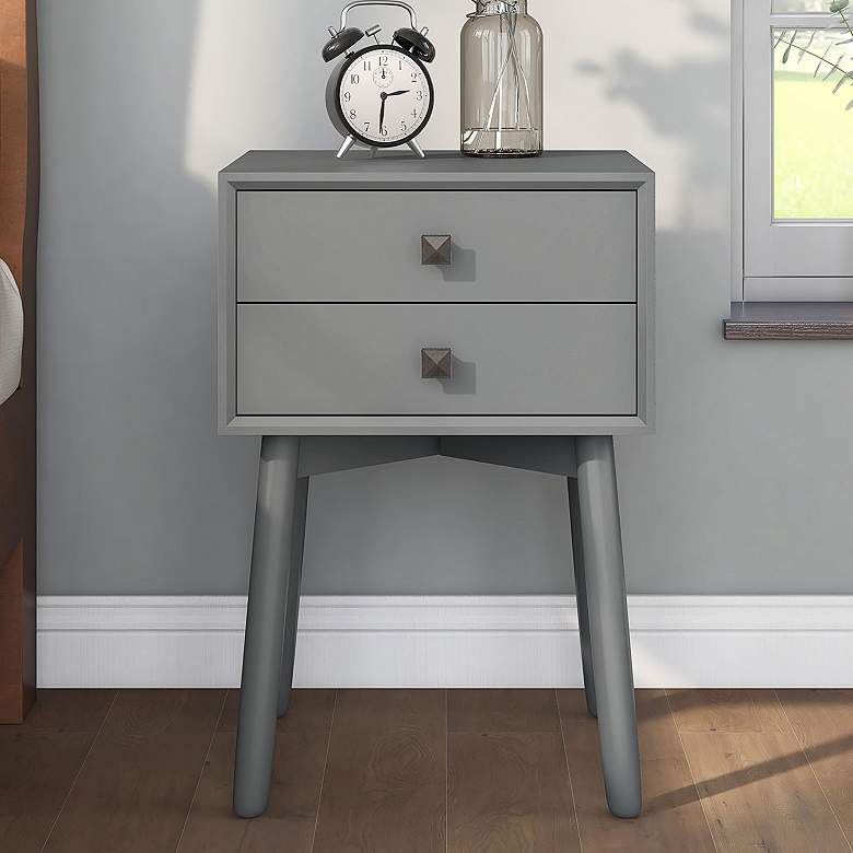 Image 1 Alto 15 3/4 inch Wide Gray Wood 2-Drawer Side Table