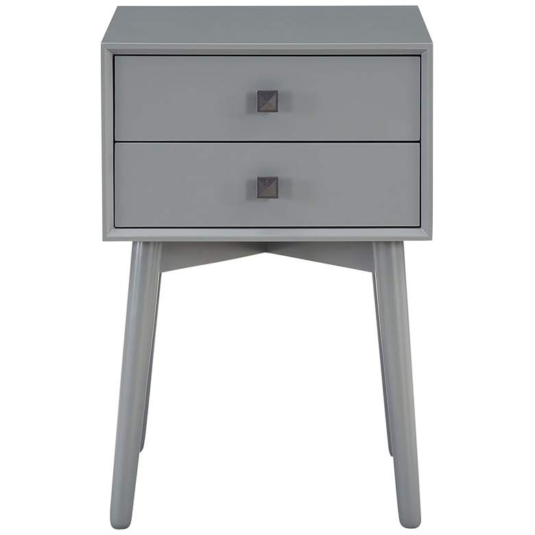 Image 4 Alto 15 3/4 inch Wide Gray Wood 2-Drawer Side Table more views