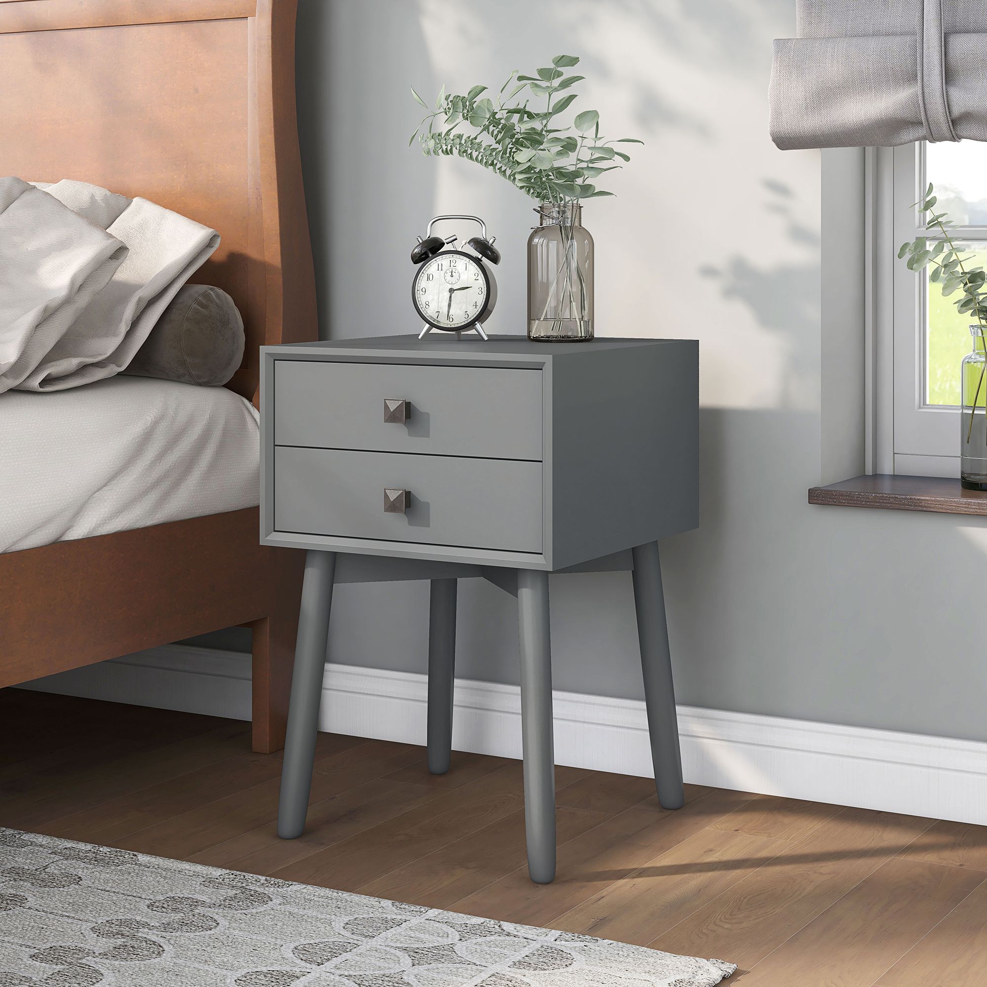 Alto 15 3/4" Wide Gray Wood 2-Drawer Side Table