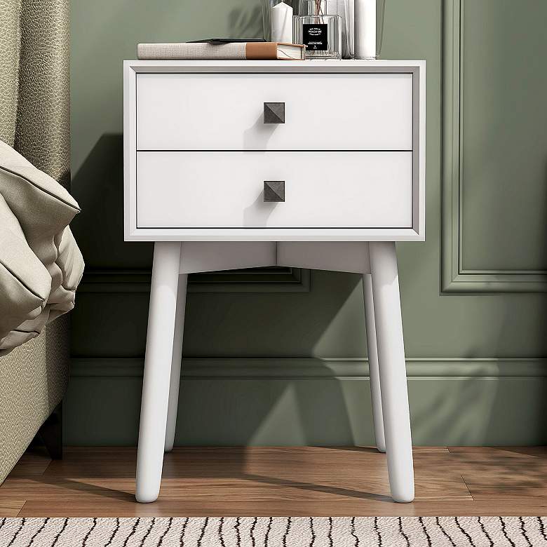 Image 1 Alto 15 3/4" Wide White Wood 2-Drawer Side Table
