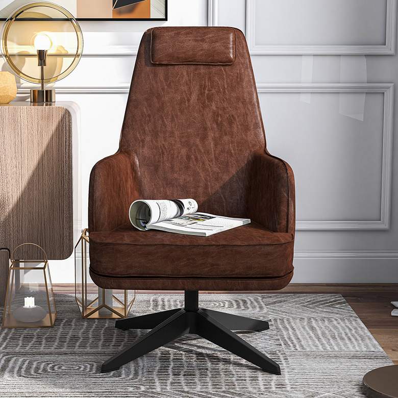 Image 1 Alto Brown Faux Leather Swivel Arm Chair