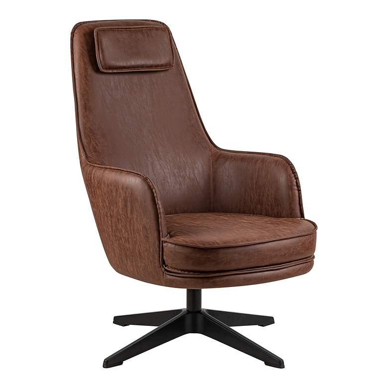 Image 3 Alto Brown Faux Leather Swivel Arm Chair more views