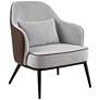 Alto Gray Fabric Brown Faux Leather Arm Chair