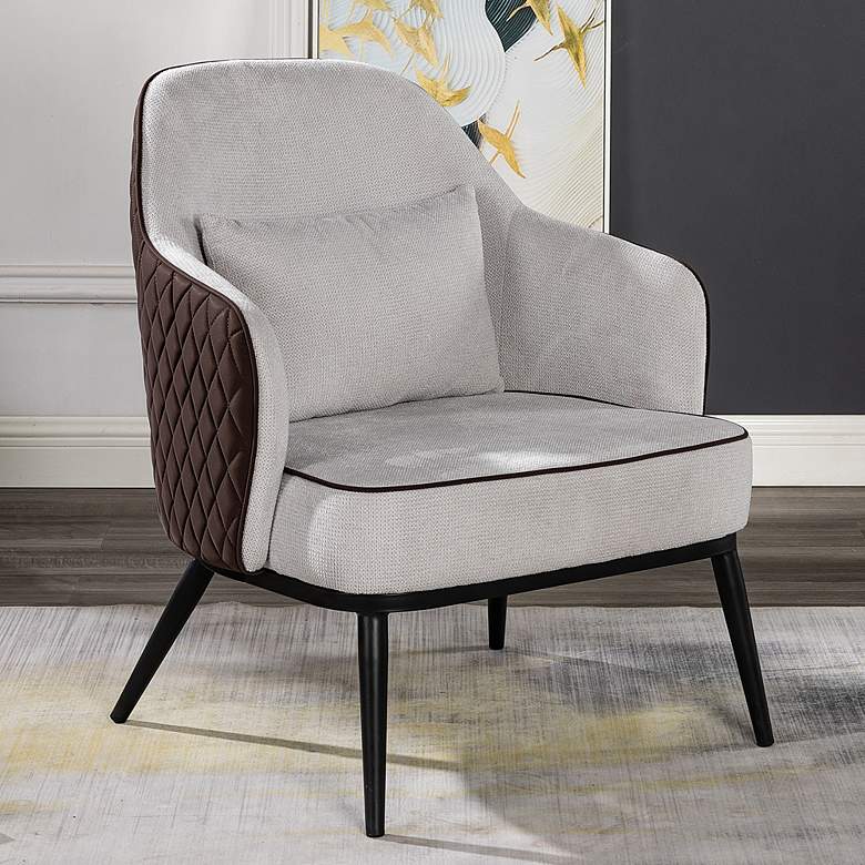 Image 1 Alto Gray Fabric Brown Faux Leather Arm Chair