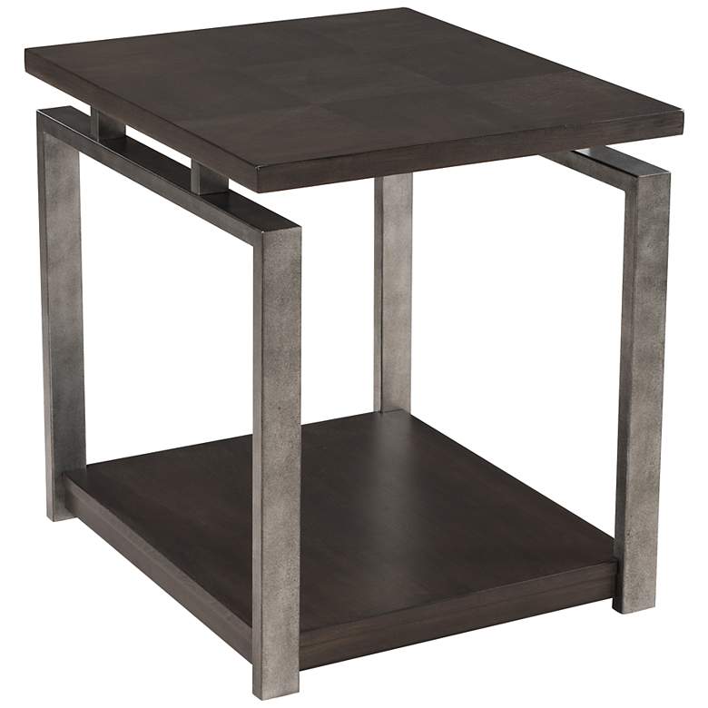 Image 1 Alton 26 inch Wide Platinum Charcoal and Metal End Table