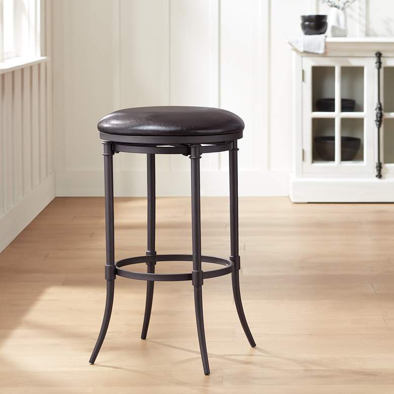 Image 1 Alton 29 inch Black Faux Leather Swivel Counter Stool