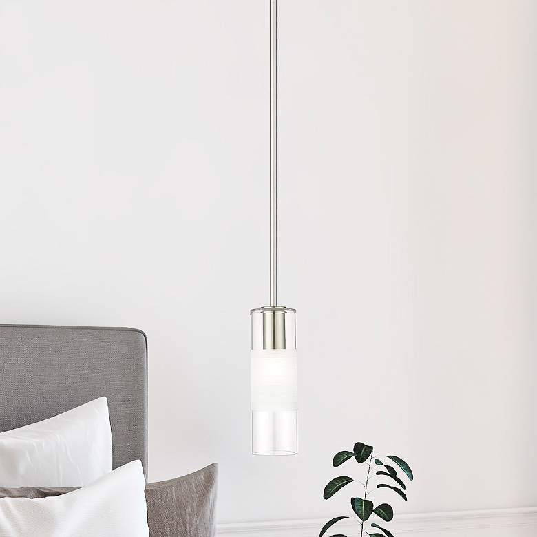 Image 2 Alton 4 3/4" Wide Brushed Nickel Cylinder Mini Pendant